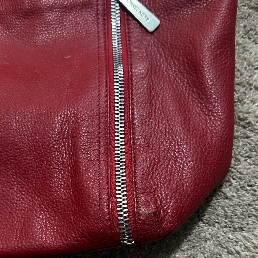 MK Red Leather Shoulder Bag
